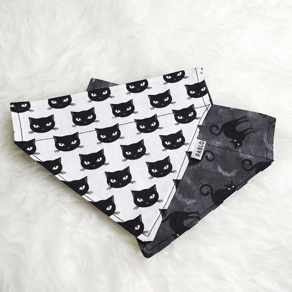 🐶 5 for $15 * Pablo Halloween Black Cat Reversible Dog Bandana